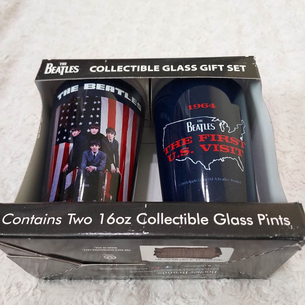 The Beatles 1st U.S. Visit 1964 16oz Pints Pilsner Glass Set Of 2 Barwear